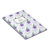 水彩ラベンダーブーケパタパーソナライズされたーン ノートブック (右側)