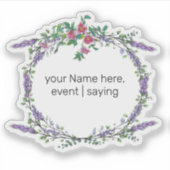 水彩ラベンダーユーカリプトゥスヴィンテージ赤いバラ シール (正面)