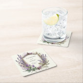 水彩ラベンダーレガルモノグラム結婚ズ スクエアペーパーコースター (インサイチュ)