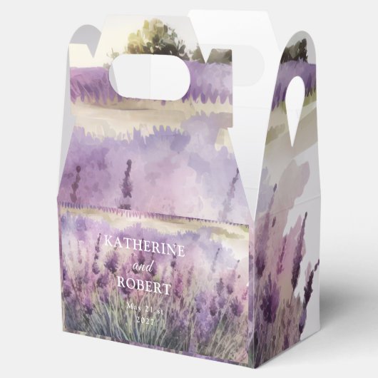 水彩ラベンダーレガルモノグラム結婚ズ フェイバーボックス (オープン)
