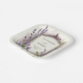 水彩ラベンダーレガルモノグラム結婚ズ ペーパープレート (傾斜あり)