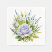 水彩ラベンダーワイルドフラワー スタンダードカクテルナプキン (正面)