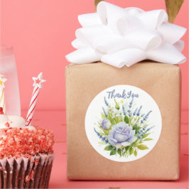 水彩ラベンダーワイルドフラワー ラウンドシール