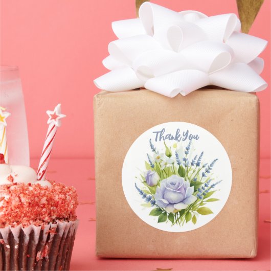 水彩ラベンダーワイルドフラワー ラウンドシール (パーティー)