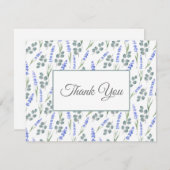 水彩ラベンダー及びユーカリ模様 サンキューカード (正面/裏面)