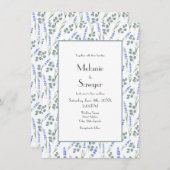 水彩ラベンダー及びユーカリ模様 招待状 (正面/裏面)