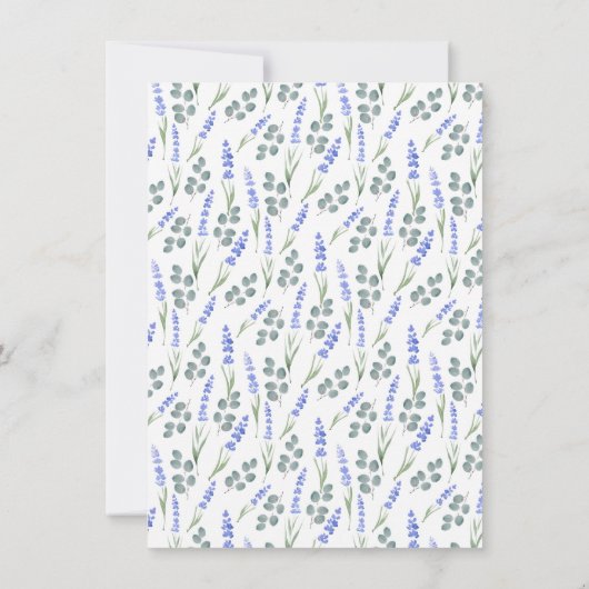 水彩ラベンダー及びユーカリ模様 招待状 (裏面)