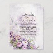 水彩ラベンダー牡丹 エンクロージャーカード (正面/裏面)