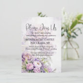 水彩ラベンダー牡丹QRコード結婚ズ エンクロージャーカード (スタンド正面)