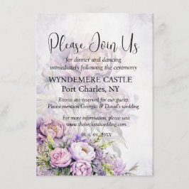 水彩ラベンダー牡丹QRコード結婚ズ エンクロージャーカード