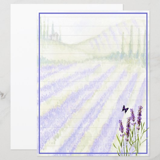 水彩ラベンダー畑 (正面/裏面)