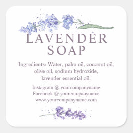 水彩ラベンダー石鹸の花 スクエアシール