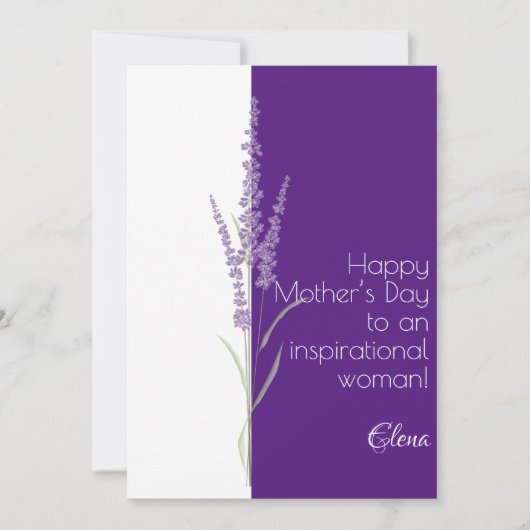 水彩ラベンダー紫のミニマルな母の日 シーズンカード (正面)