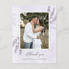 水彩ラベンダー結婚の感謝していフォトp ポストカード