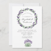 水彩ラベンダー結婚式リハーサルディナー 招待状 (正面)