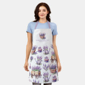 水彩ラベンダー花屋さん エプロン (着用した状態)