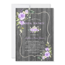 水彩ラベンダー花木 ウェディング ティーパーティー