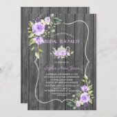 水彩ラベンダー花木 ウェディング ティーパーティー 招待状 (正面/裏面)