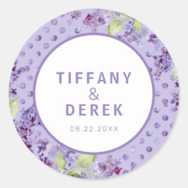 水彩ラベンダー薄紫結婚ズ ラウンドシール