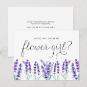水彩ラベンダー　あなたは私のフラワーガールになってくれる？ インビテーションポストカード (正面/裏面)
