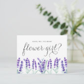 水彩ラベンダー　あなたは私のフラワーガールになってくれる？ インビテーションポストカード (スタンド正面)