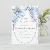 水彩ラベンダー – ほこりっぽい青いフローラ赤ちゃんシャワー 招待状 (スタンド正面)