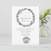 水彩ラベンダー ウェディング リハーサル ディナー 招待状 (スタンド正面)