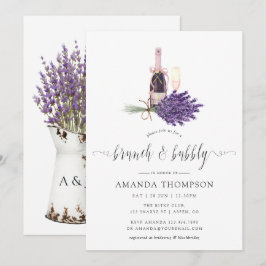 水彩ラベンダー コテージ シックなブランチとバブルリー 招待状