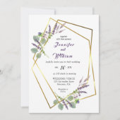 水彩ラベンダー、ユーカリの結婚式招待状 案内状 (正面)