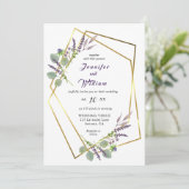水彩ラベンダー、ユーカリの結婚式招待状 案内状 (スタンド正面)