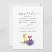 水彩ラベンダー　結婚式の前に乾杯　ラベンダー色のウェディングパーティー 招待状 (正面)