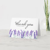 水彩ラベンダー 花 春のウェディング サンキューカード (正面)