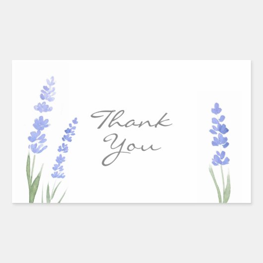 水彩ラベンダー 長方形シール (正面)