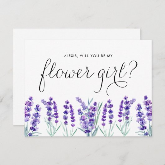水彩ラベンダーWIllあなたは私の花の女の子 インビテーションポストカード (正面/裏面)