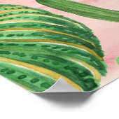 水彩ラマとサボテン模様。 ポスター (角)