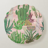 水彩ラマとサボテン模様。 ラウンドクッション (裏面)