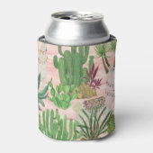 水彩ラマとサボテン模様。 缶クーラー (缶正面)