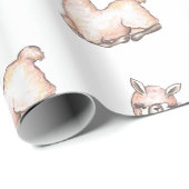 水彩ラマをテーマにしたベビーシャワー ラッピングペーパー (ロールコーナー)