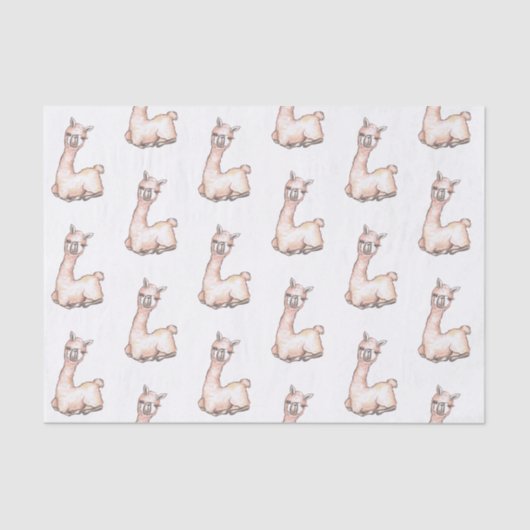 水彩ラマをテーマにしたベビーシャワー 薄葉紙 (正面)