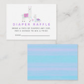 水彩ラマをテーマにした赤ちゃんシャワーおむつラッフル エンクロージャーカード (正面/裏面)