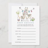 水彩ラマをテーマにした赤ちゃんシャワー推理ゲーム 招待状 (正面)