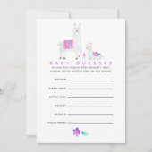 水彩ラマをテーマにした赤ちゃんシャワー推理ゲーム 招待状 (正面)