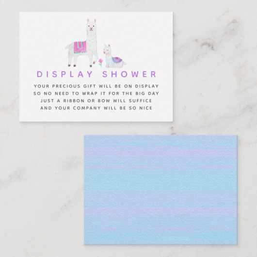 水彩ラマをテーマにした赤ちゃんシャワー表示シャワー エンクロージャーカード (正面/裏面)