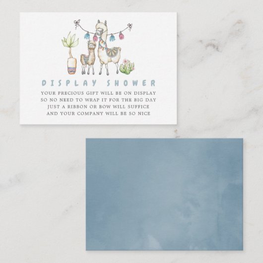 水彩ラマをテーマにした赤ちゃんシャワー表示シャワー エンクロージャーカード (正面/裏面)