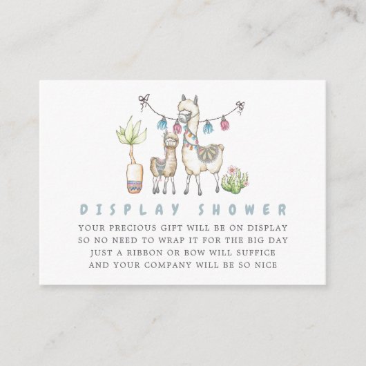 水彩ラマをテーマにした赤ちゃんシャワー表示シャワー エンクロージャーカード (正面)