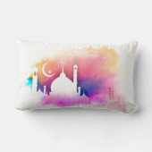 水彩ラマダーンモスクオレンジとパープル ランバークッション (裏面)