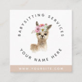 水彩ラマバビーシッターのおエレガント子様 スクエア名刺 (正面)