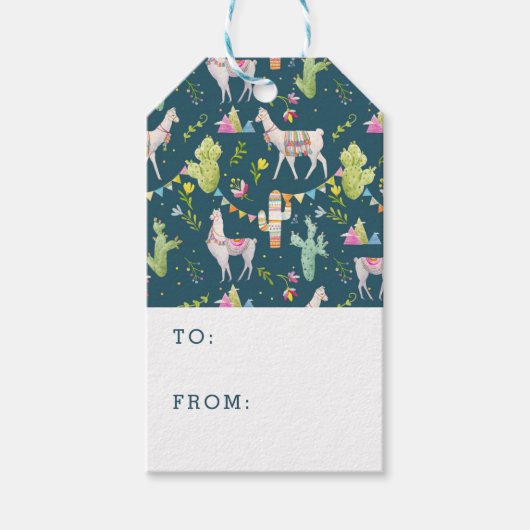 水彩ラマ国旗のパターン ギフトタグ (正面)