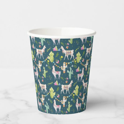 水彩ラマ国旗のパターン 紙コップ (左)