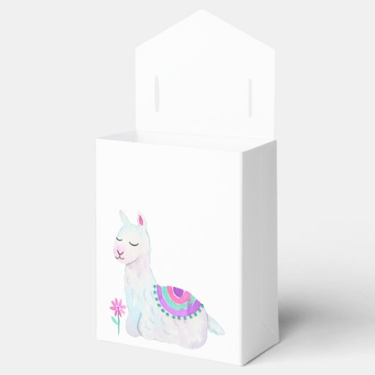 水彩ラマ子供の誕生日パーティー フェイバーボックス (オープン)